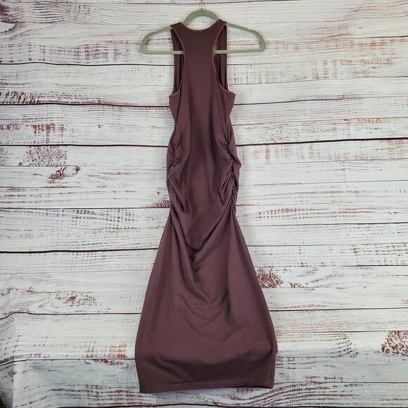 Michael Stars Midi Dress L Burgundy Foil Trim Racerback Ruched Beachy Vaca NWT - Picture 6 of 12